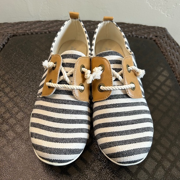 Ross Hommerson Calypso Unisex Slip on Black Stripe Shoes Size 13M/12 - Picture 3 of 9